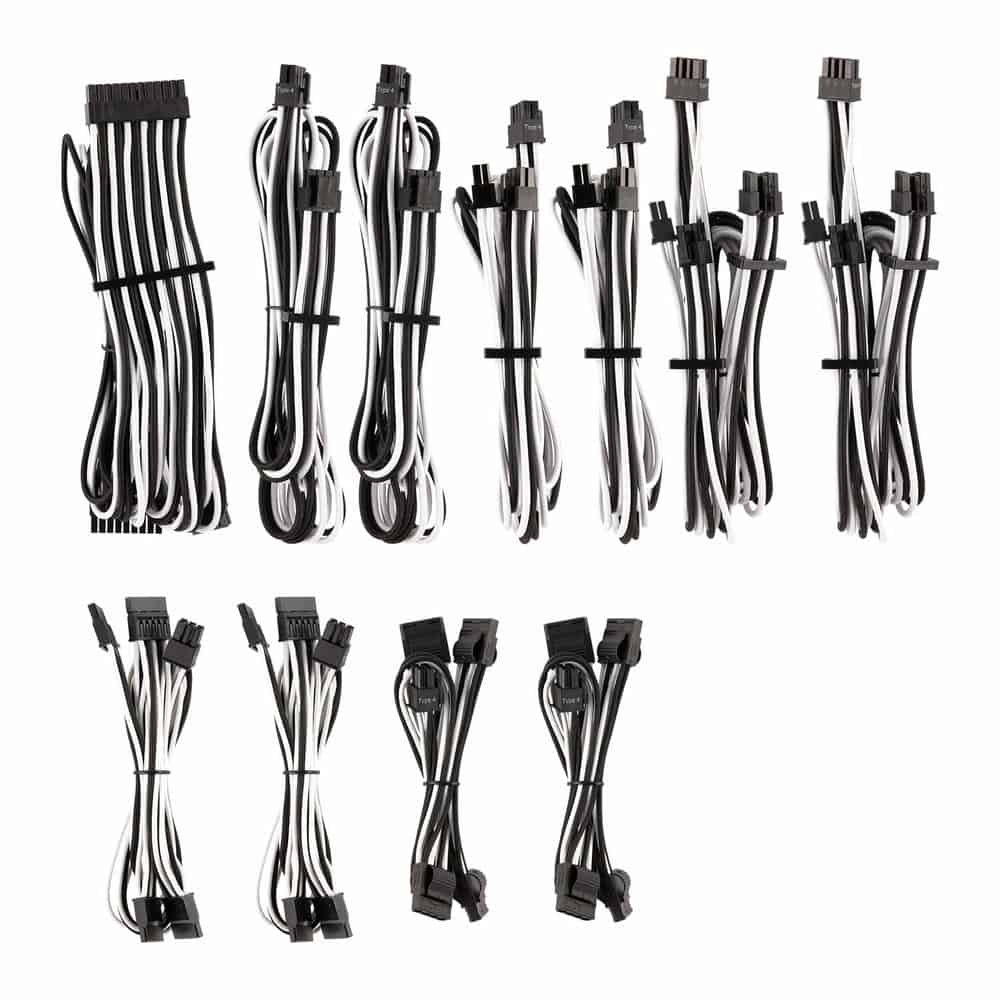 Corsair Type 4 Gen 4 PSU White/Black Sleeved Cable Pro Kit